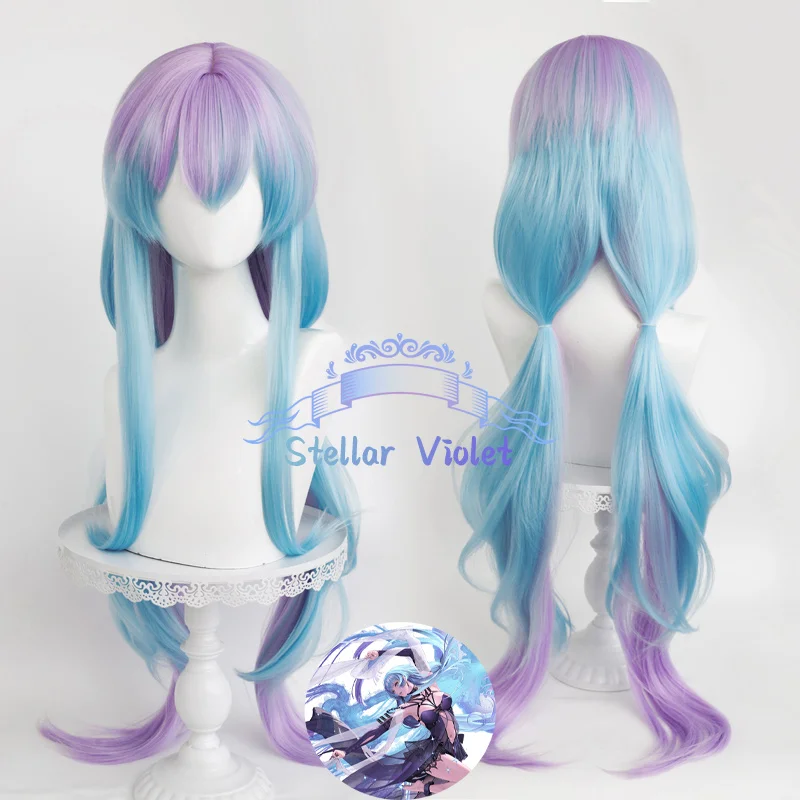 

Game Path To Nowhere Hamel Косплей Парик Синий Фиолетовый Длинный Двойной Хвост 100 см Термостойкие Синтетические Волосы Аниме Парики + Кепка Для Парика