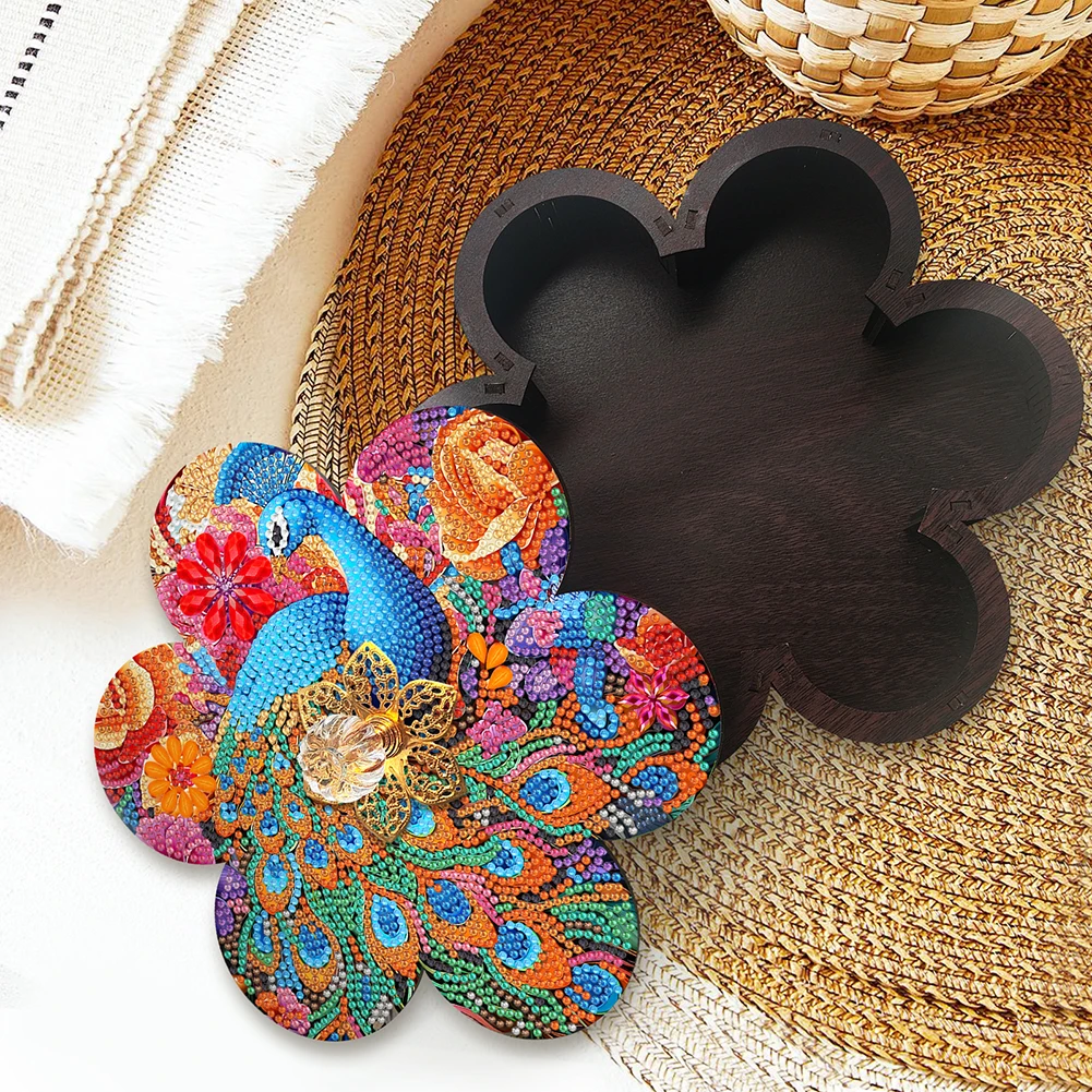 

Деревянный органайзер для хранения алмазной мозаики, украшений и мелочей, с дизайном «Пасхальные яйца с кроликами», DIY-контейнер