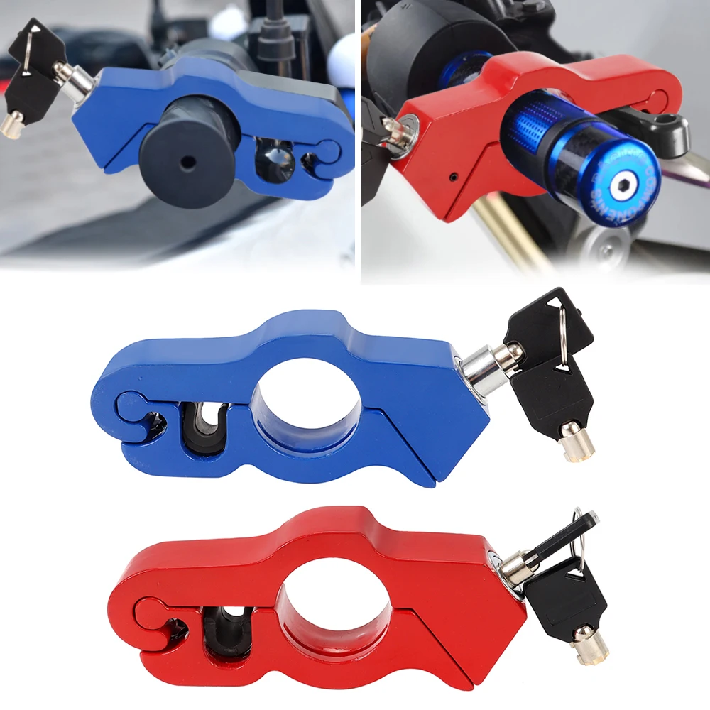 CNC Motorcycle Handlebar Lock Handlebar Brake Handle Solid Lock Imitating Steal Lock Pull Rod ATV Dirt Street Bikes Anti Theft