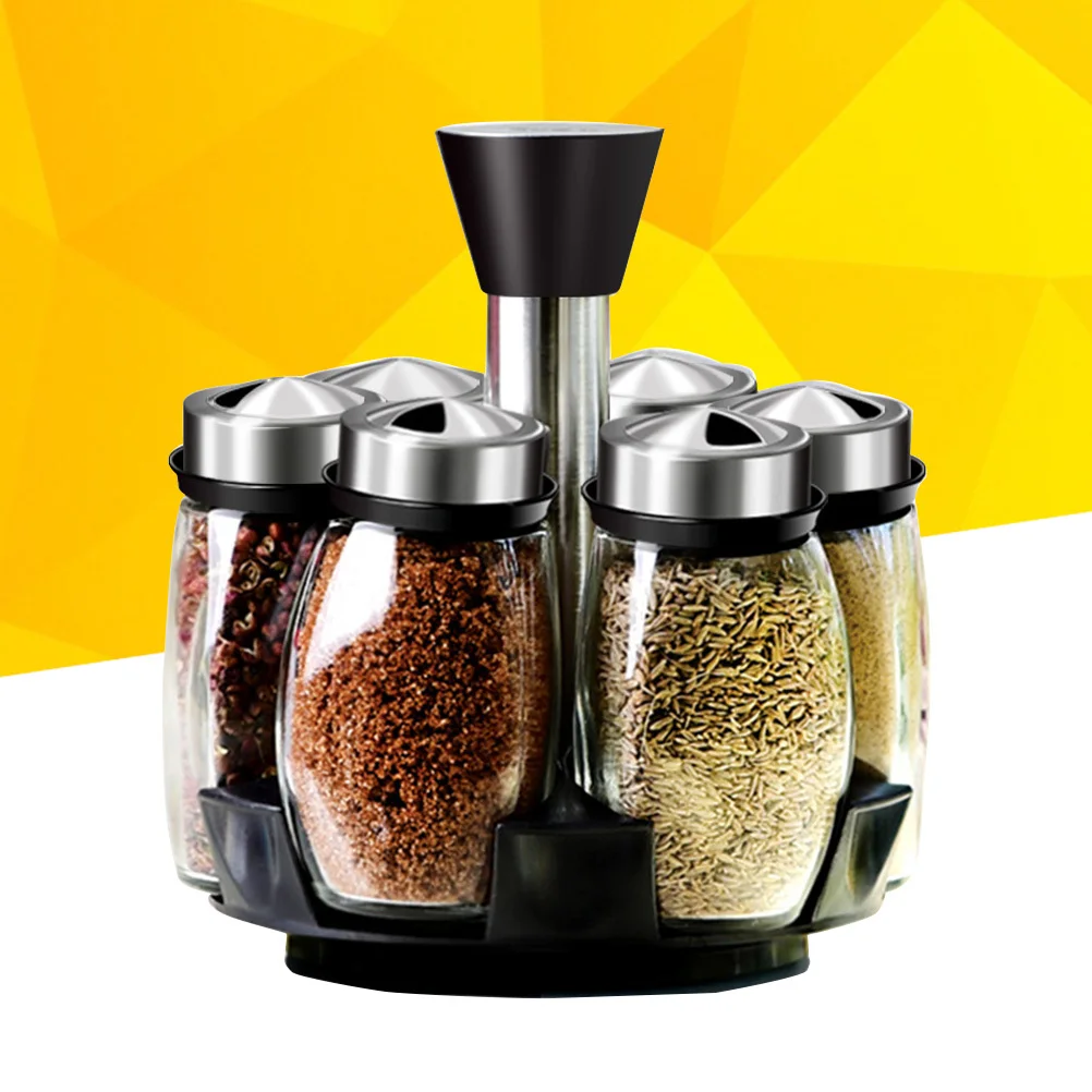 

Вращающаяся банка для специй, стеклянная коробка для хранения приправ, набор бытовых кухонных гаджетов, органайзер для соли и перца, вращающаяся банка для специй