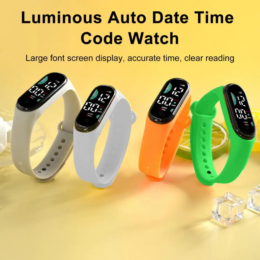 Kinder Elektronisch Horloge Sport Waterdicht Groot Lettertype Scherm Led Display Lichtgevende Auto Datum Volledige Kalender Digitaal Horloge