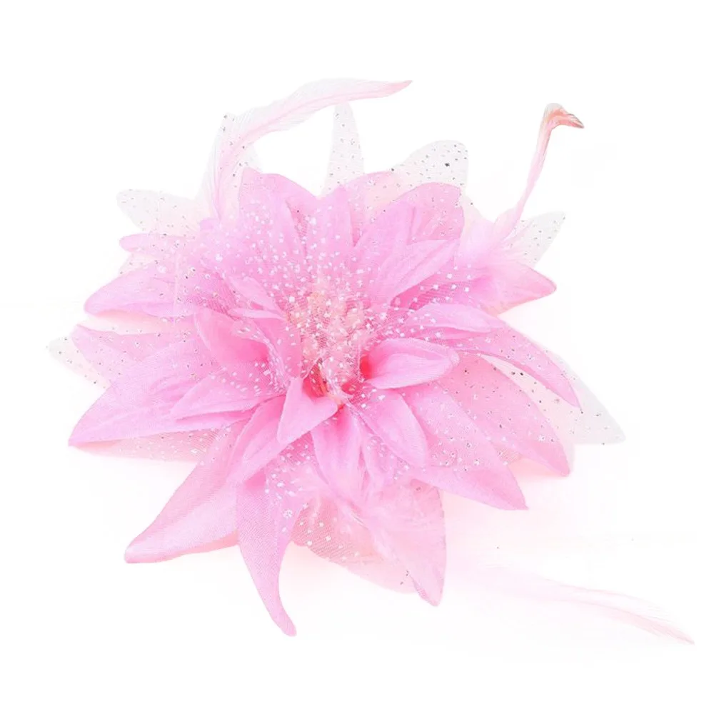 Fashion Brooch Feathers Hair Clip Flower Beads Wrist Flower Corsage Feather Bridal Hairpin Headdress for Latin Dance Performance