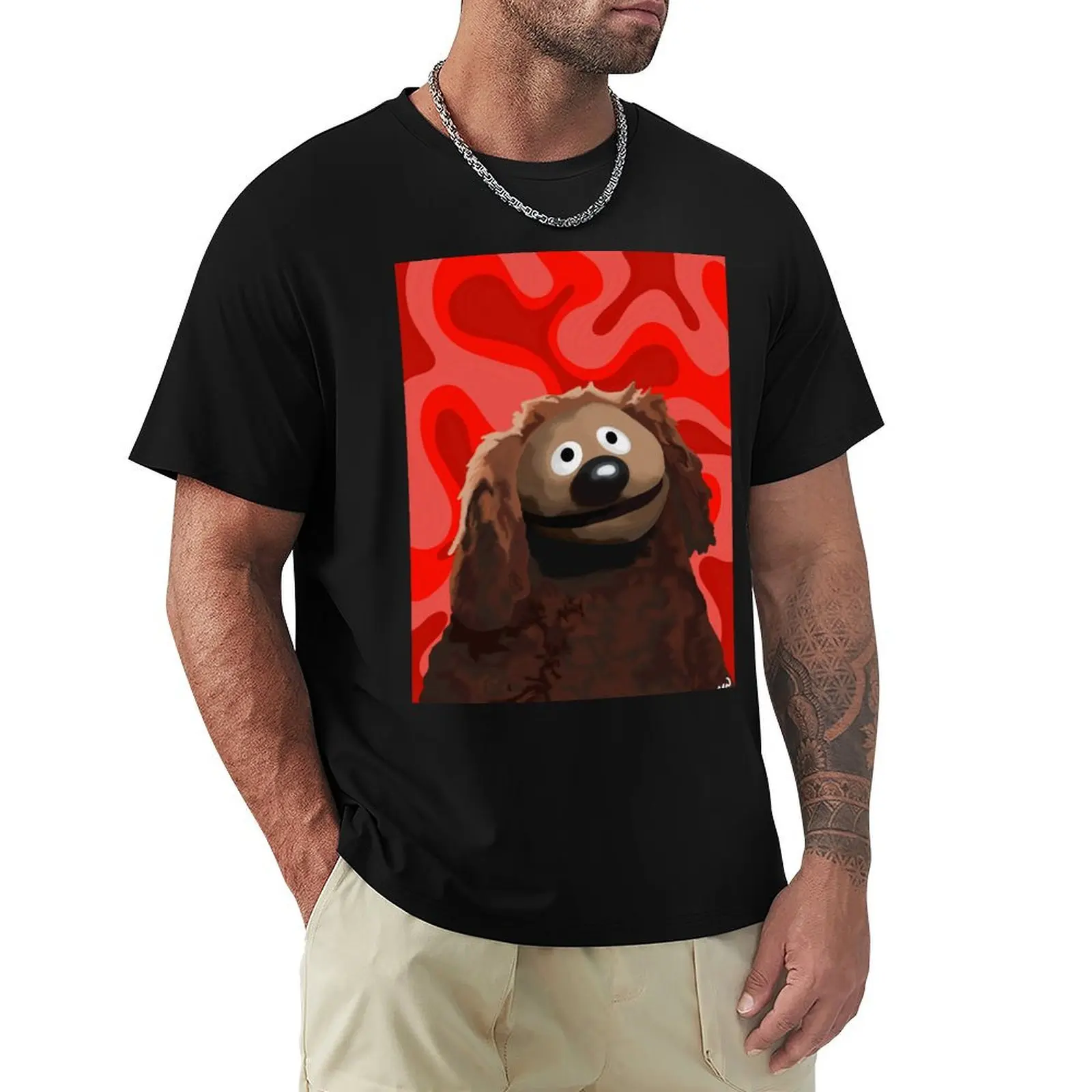 

Rowlf The Dog painting portrait (version 1/3 - Red background) T-Shirt blacks new edition mens clothes