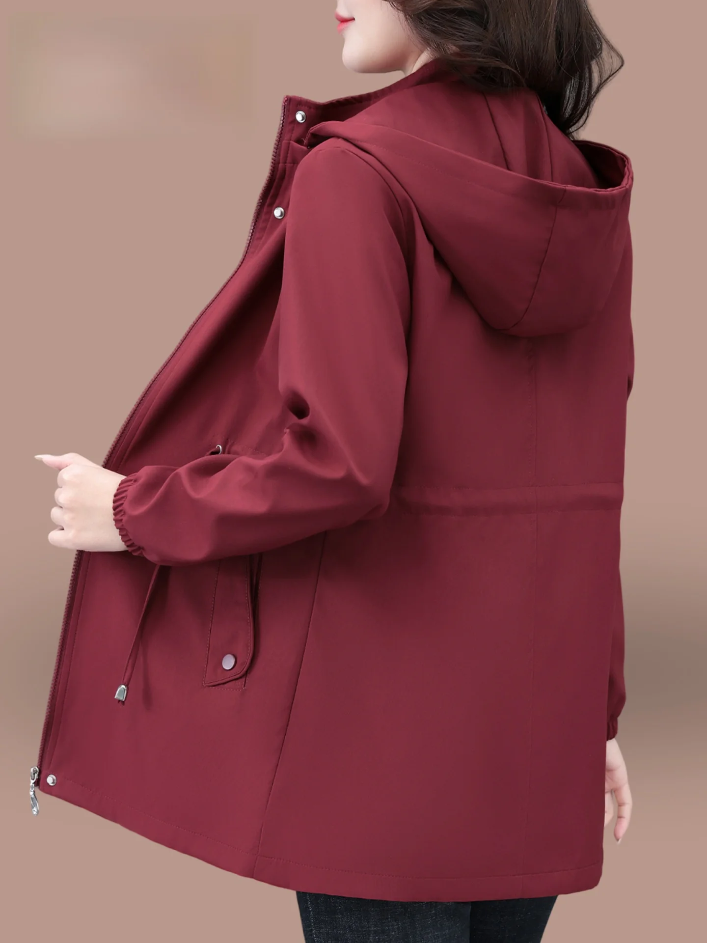 Fashionable Outerwear Women's Jacket Spring 2026 New Midlife Mom Stylish Versatile Anti-Aging Zipper Pocket Long Sleeve Coat