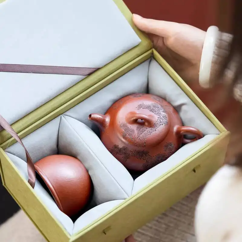 [Not Ordinary Pot]Yixing Zisha By Wu Ronghua, Handmade Teapot, Red Jingpo Han Tang Stone Pot Set 190Cc
