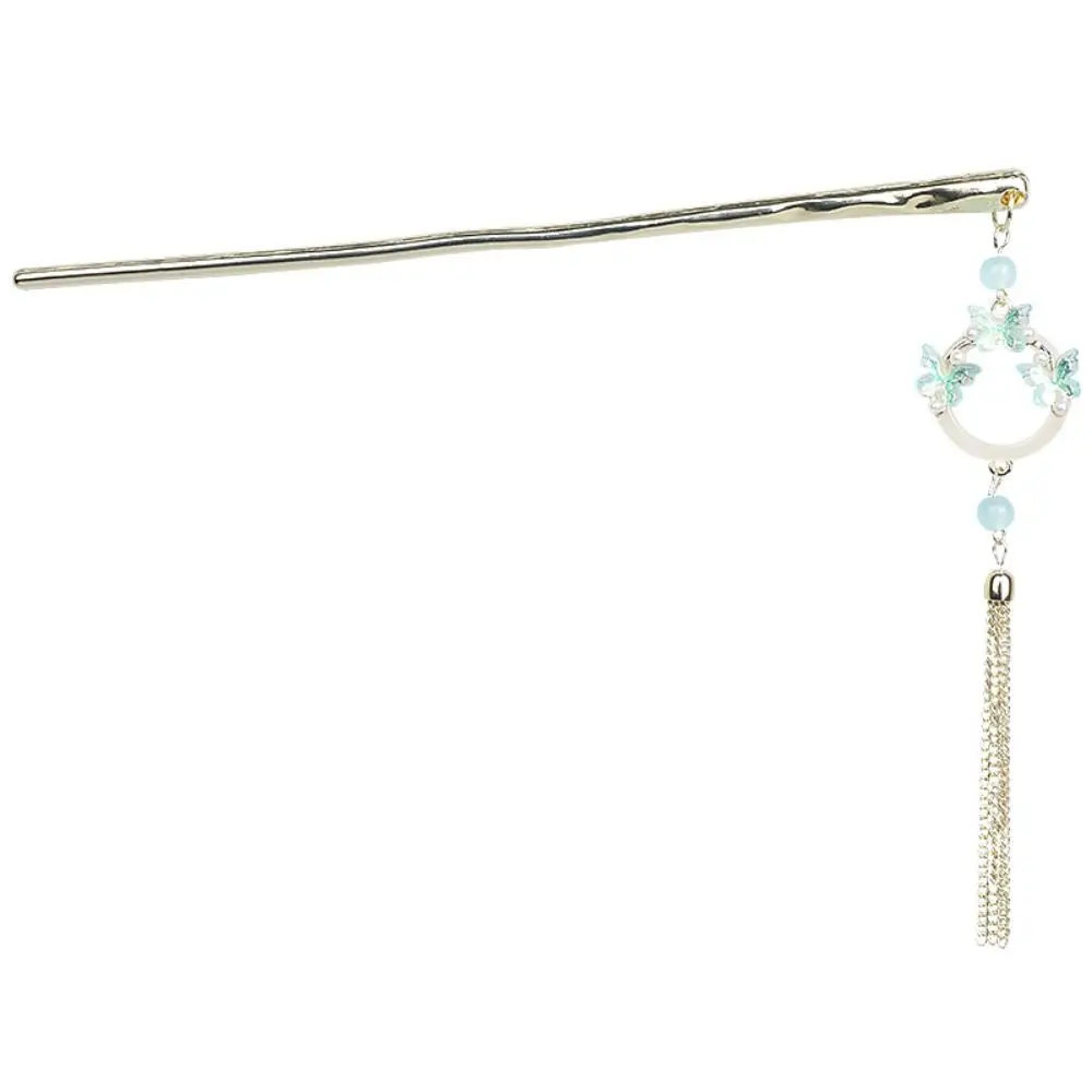 Classic Bead Hanfu Hair Stick Pearl Tassel Chinese Style Hair Stick Butterfly Hair Chopsticks Jade Hair Fork Ladies