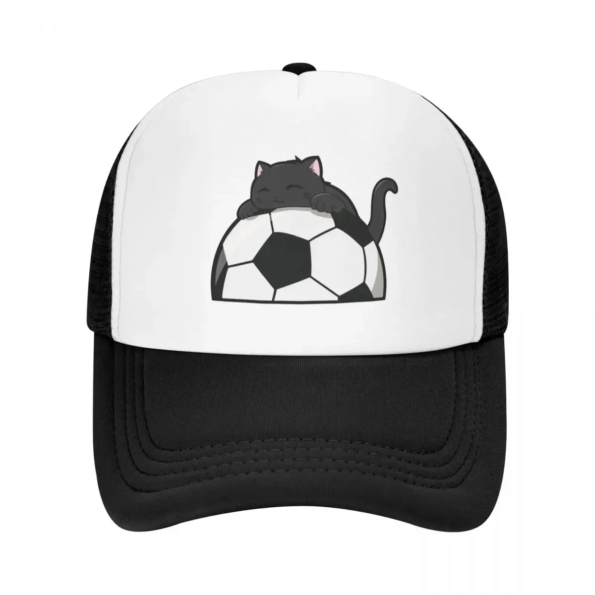 Cute Cat Hugging A Soccer Ball Baseball Cap sun hat beach hat Men Women's