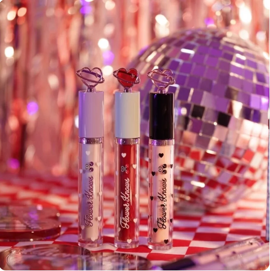 Flower Knows Lip Glaze Cherry Party مرطب غير لزج لامع سطح مرآة مرطب يدوم طويلاً #3