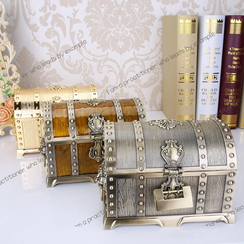 Classical box metal oversized with lock double-layer European princess court jewelry storage box retro jewelry box