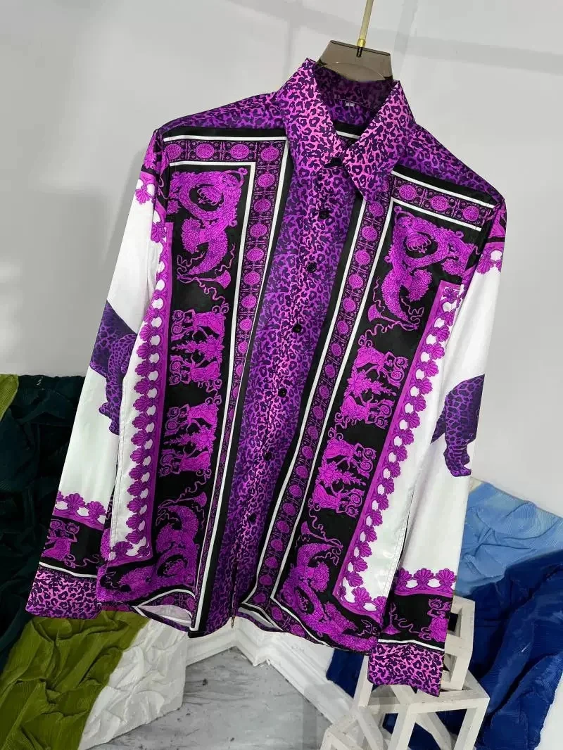 Chemise de Soirée Royale pour Homme, Confortable, à la Mode, Tissu de Haute Qualité, Bleu, Violet, Vert, Rouge, Outdo, 2024