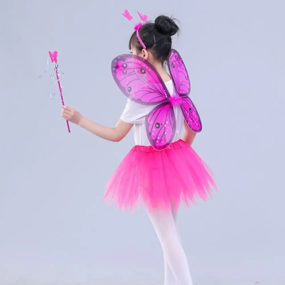 Simulation Butterfly Children Costume Props 2-8year Princess Butterfly Skirt Suit Headband Tutu Skirt Butterfly Wings sets