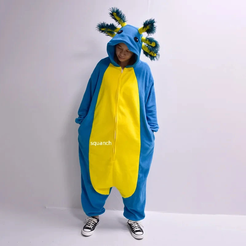 

♥Halloween Cosplay Costume Couple Onesies Salamander Pajama Black White Animal Kigurumis Women Men C New 2026 Surprise Clothing