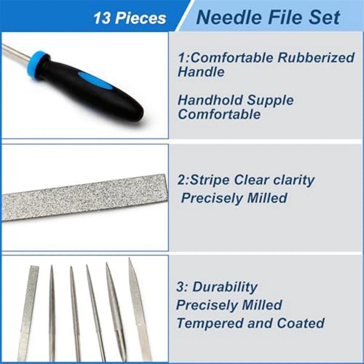 13Pcs Small File Set Metal Diamond Needle File Set File Tool Set for Precision Metal File Work Wooden Jewelry Model DIY