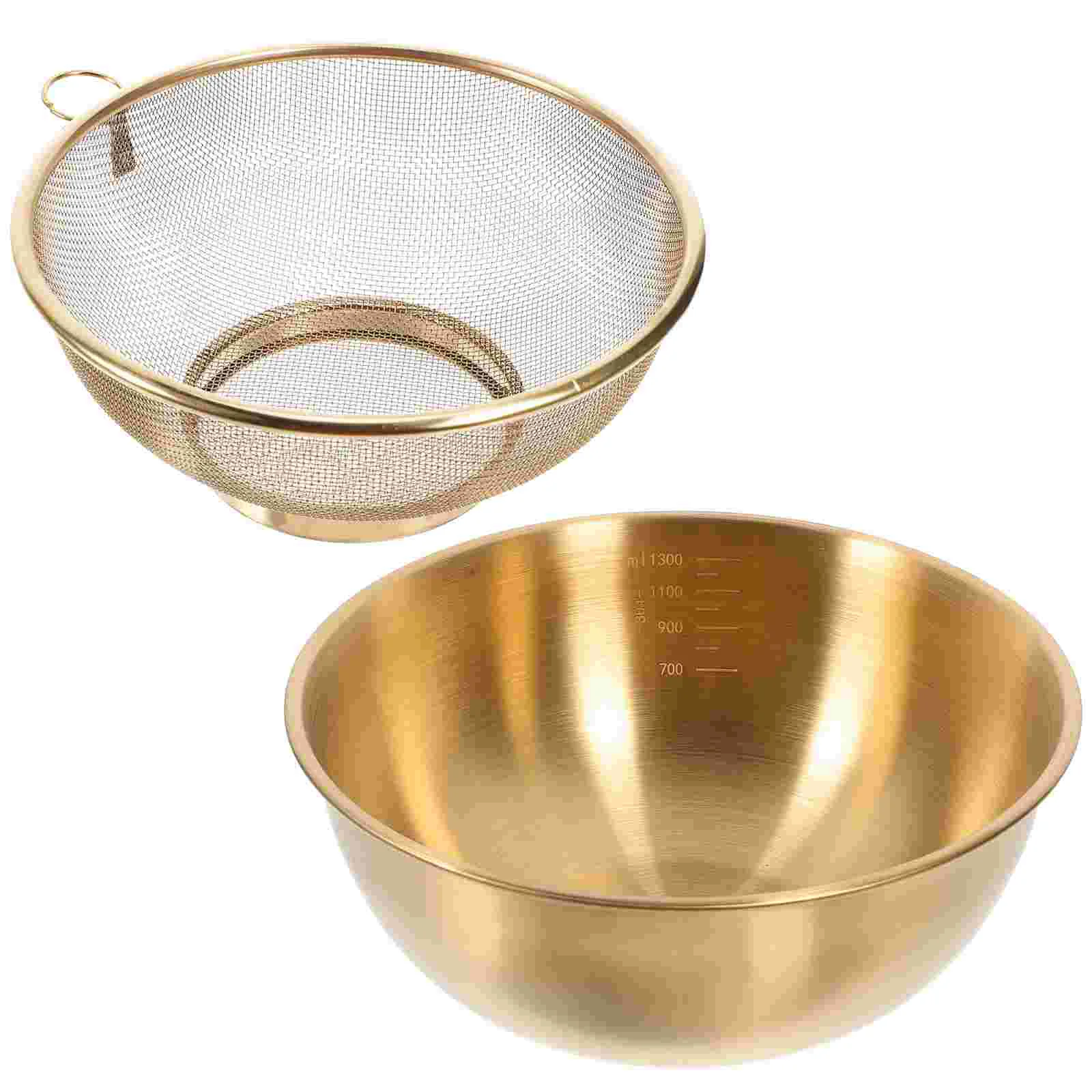 

2 Pcs Sink Strainer Stainless Steel Drain Basket Kitchen Basin Rice Washing Artifact Fruit Draining Bowl for Golden