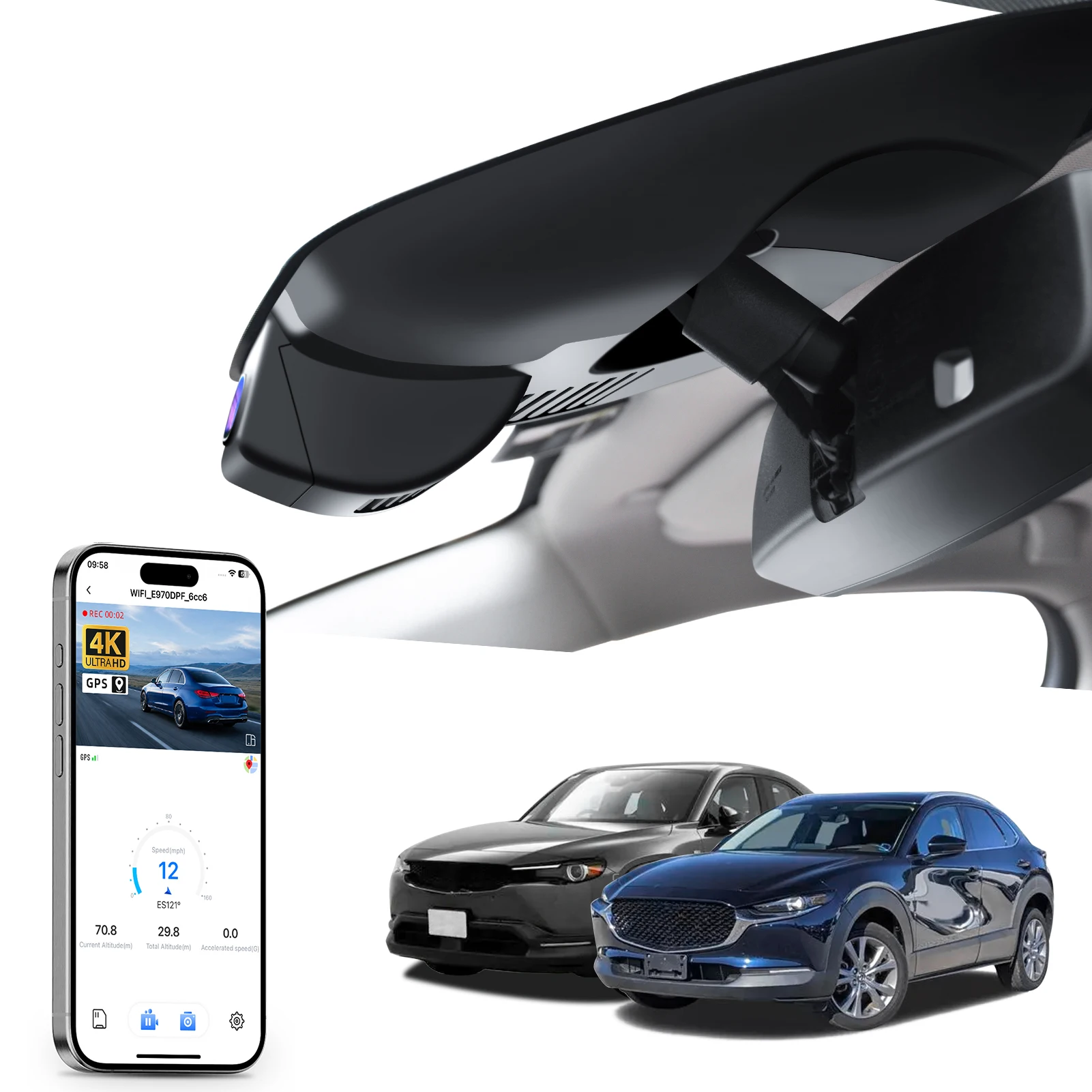 Mangoal Dedicated 4K Dash Cam For Mazda CX-30 Dash Car Camera 2020-2026 GPS WiFi & APP HD Night Vision Plug and Play
