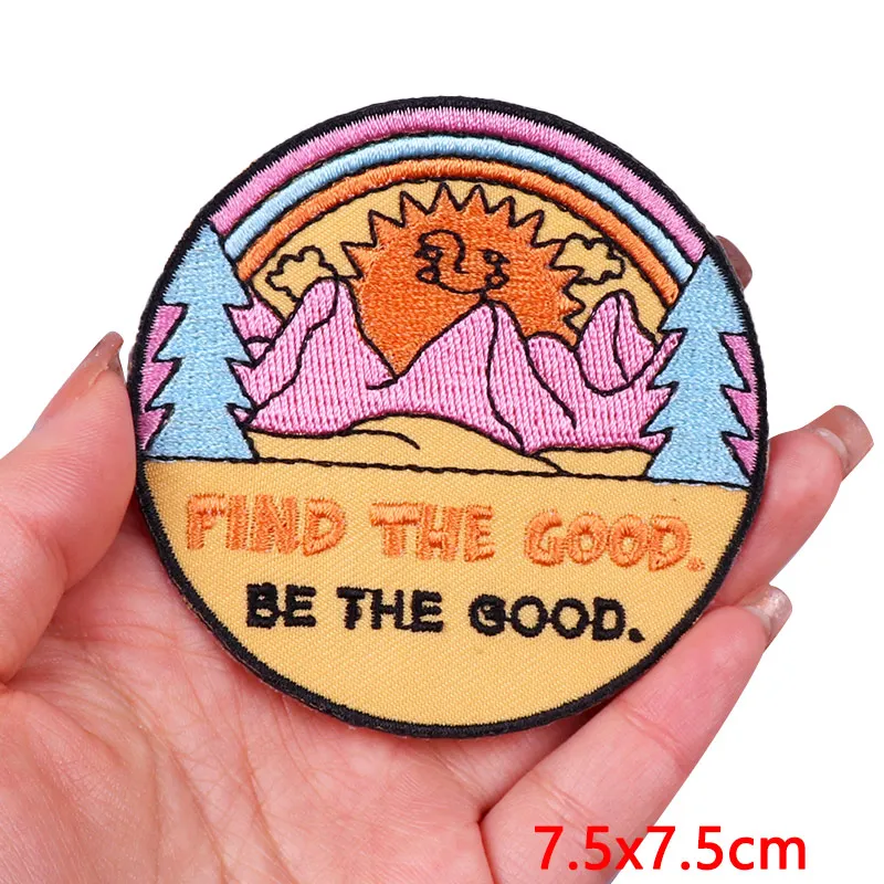 Berg Abenteuer Stickerei Patch Landschaft Eisen Auf Patches Für Kleidung thermoadhäsive Patches Camping Abzeichen Auf Rucksack DIY