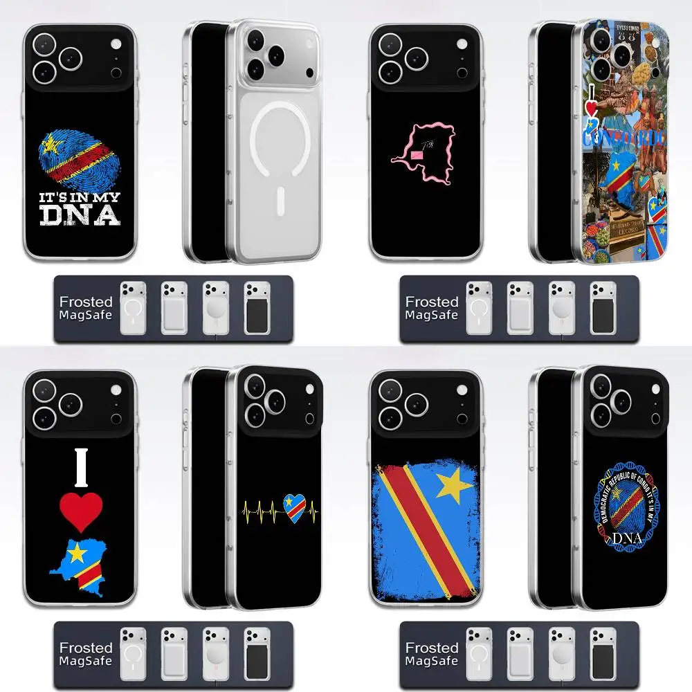 

Democratic Republic Congo Flag Phone Case For iPhone 17,16,15,14,13,12,11,Pro,Max,Plus,E,Air,Mini Magsafe Transparent