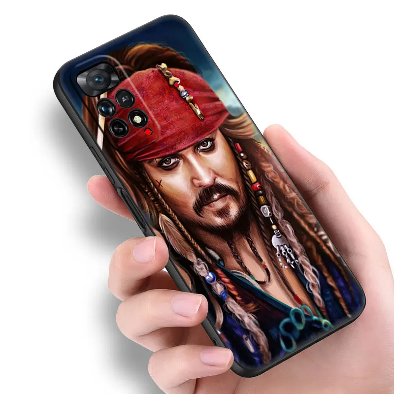 Pirates of the Caribbean Johnny Depp Black Phone Case For Xiaomi Redmi Note 12 Pro 11 Pro Plus 11S 11T 10 10T 5G 10S 9S 9 8 Pro