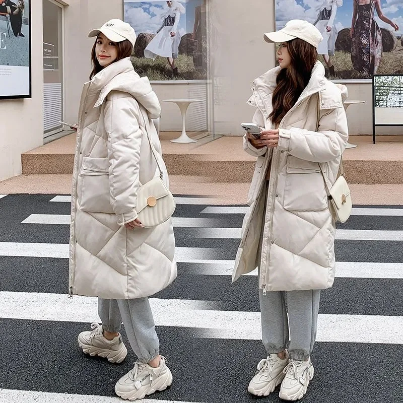 2024 nuova giacca invernale parka donna piumino d\'anatra bianco felpe con cappuccio piumini cappotti lunghi capispalla antivento Casual femminile