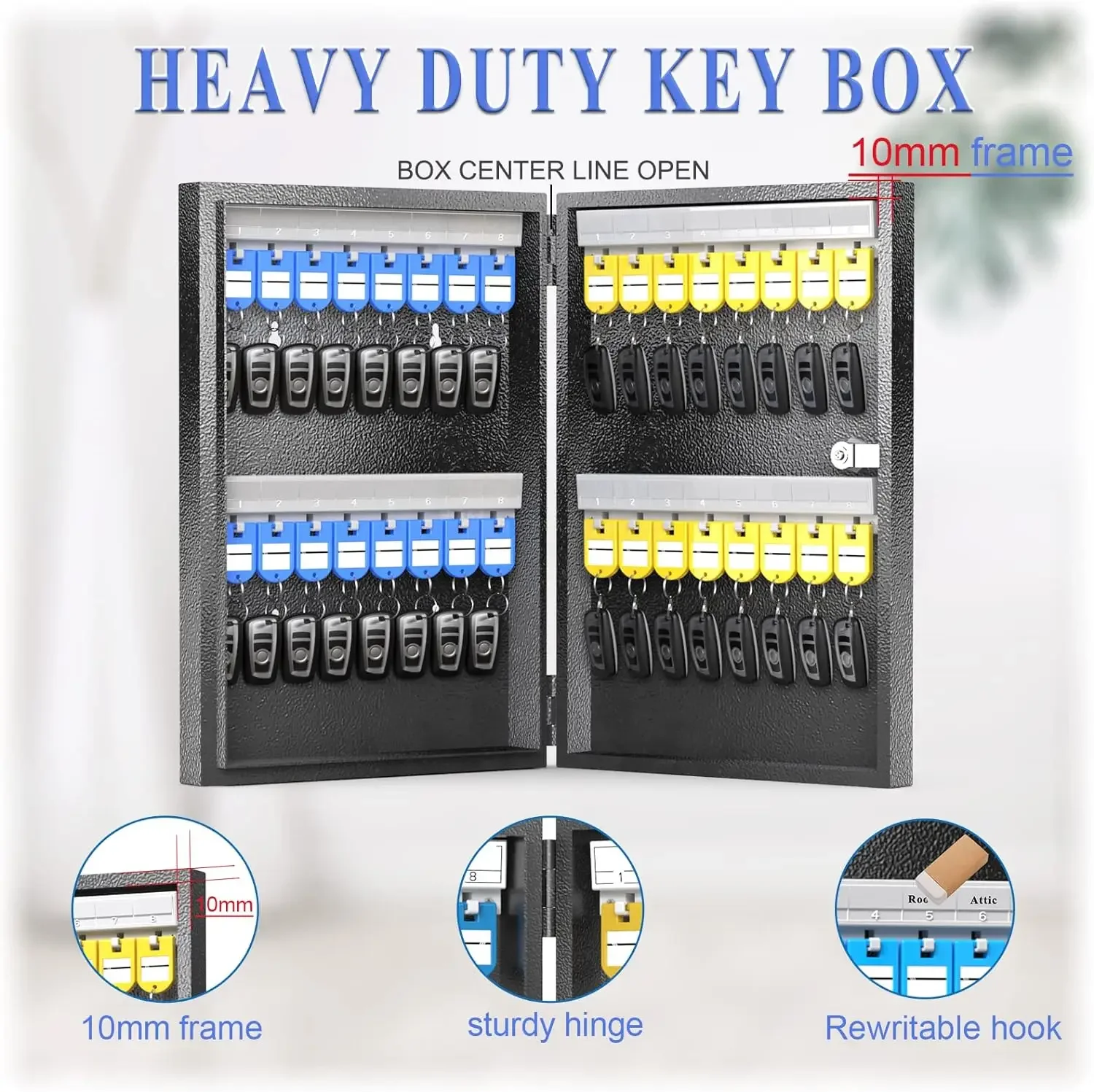 32 Key Cabinet Organizer, Key Lock Box, Key Safe Security Storage Lockbox Holder for Valets, Car and House Keys, Key Keeper Box