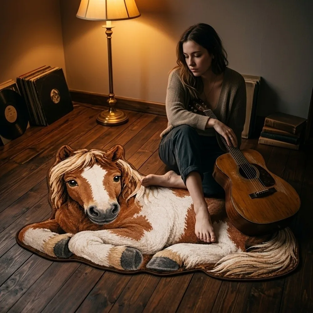 Comfortable Non-Slip Bedroom Rug Soft Cartoon Animal Area Rug Thick Construction Stain Resistant Floor Mat Home Living Room
