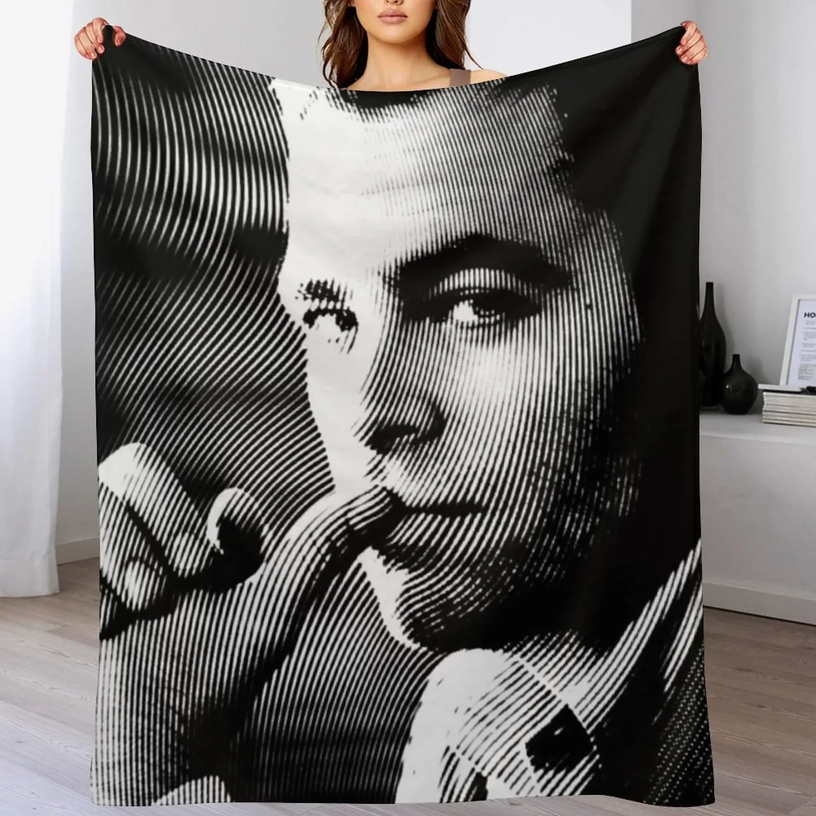 

Black & White Portrait (Linocut) Of Chris Pine Throw Blanket Soft Plush Plaid christmas gifts Decorative Beds Blankets
