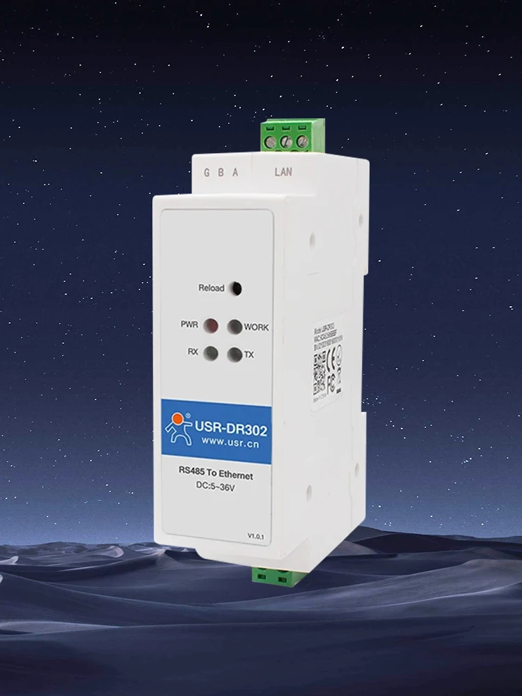 RS485 Serieller Port zu Ethernet Konverter Server IoT-Gerät DIN-Schienenmontage Unterstützt Modbus RTU zu TCP IP IoT Gateway PUSR USR-DR302