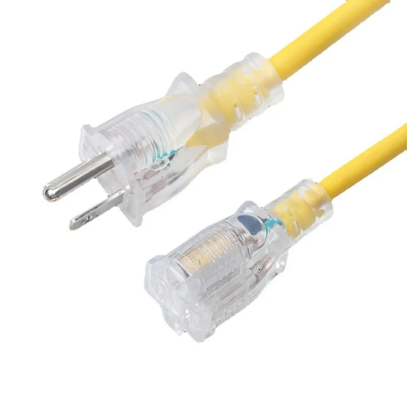 100Ft 12/3 SJTW Black Electric Extension Cord Lighted End 5-15P Outdoor Extension Cord