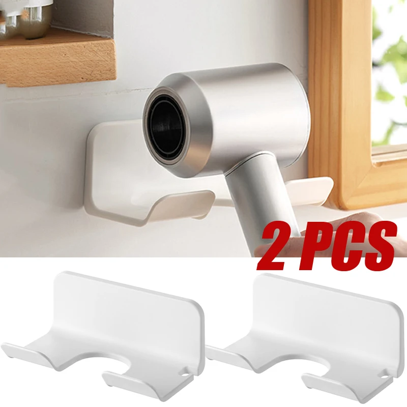 

2PCS/1PC Puch Free Hair Dryer Holder Multifunction Plastic Wall Mounted Rack Bathroom Shelf Organizer Brush Storage Bracket