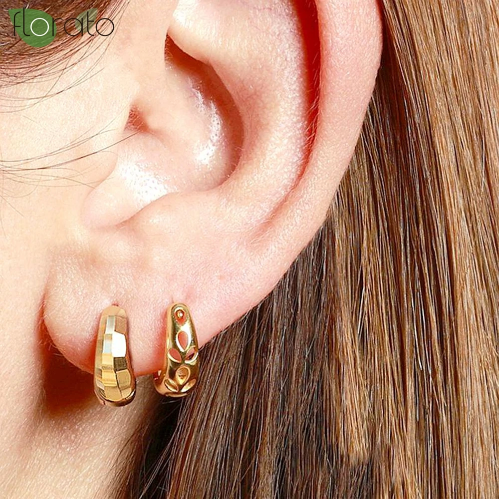 

925 Sterling Silver Needle Fashion 24K Gold Small Hoop Earrings for Women 2025 New Fine Jewelry Wholesale Wedding Party Gift