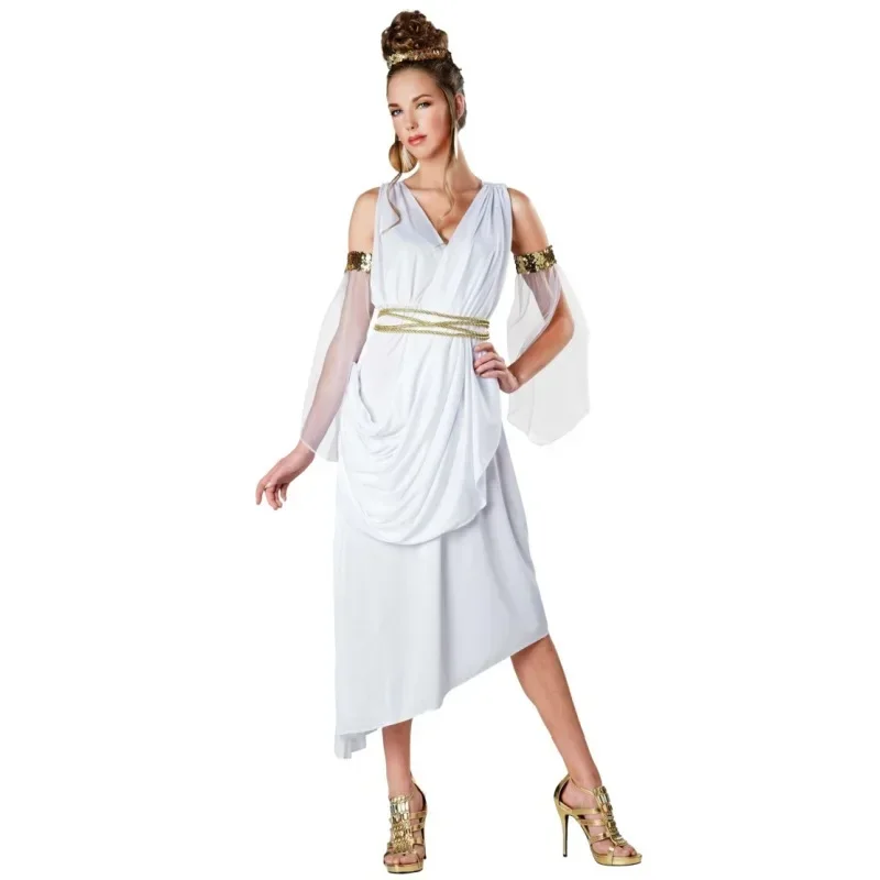 Ancient Egyptian Kingdom Outfits Anime Greek Mythology Character Costume Halloween White Sleeveless Cosplay Performance Clothes
