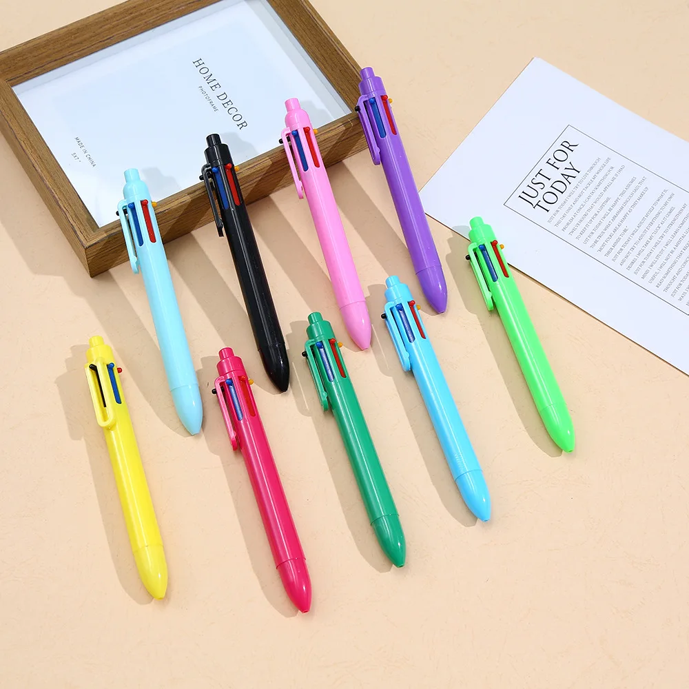 

6 Color Click Ballpoint Pens Aesthetic Multicolor Writing Pens for Students Portable Journal Supplies