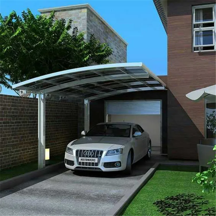 مع ارتفاع الثلوج والمطر تحميل في الهواء الطلق رخيصة الألومنيوم الإطار ناتئ Carport 2 سقف ورقة البولي كربونات لمرآب السيارة #3