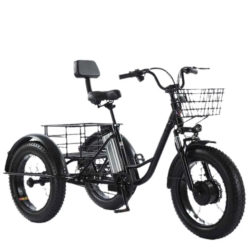 

Mountain Tricycle Snow Wide Tire Lithium Battery Power Foot Stepping Vegetable Basket Electric Tricycle 20 Inches