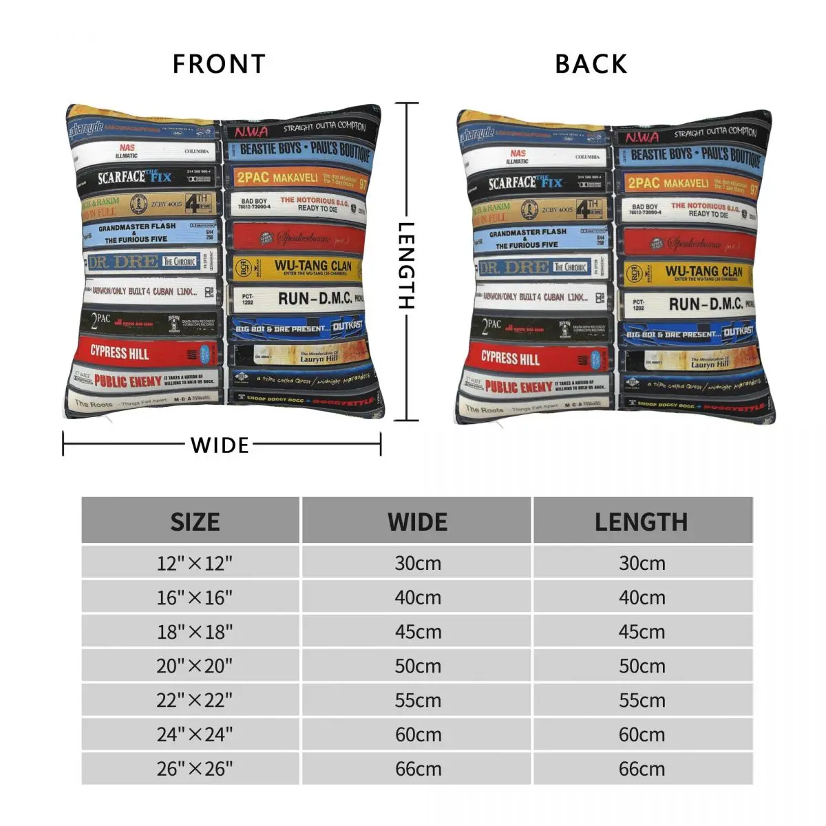 Hip Hop Albums Cassette Square Pillowcase Polyester Linen Velvet Printed Zip Decor Throw Pillow Case Home Cushion Case 18