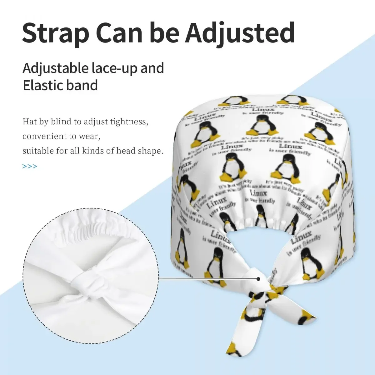 Linux Is User Friendly Its Just Very Picky Scrub Hat Doctor Working Surgical Cap Unisex Adjustable Nursing Caps for Dentist