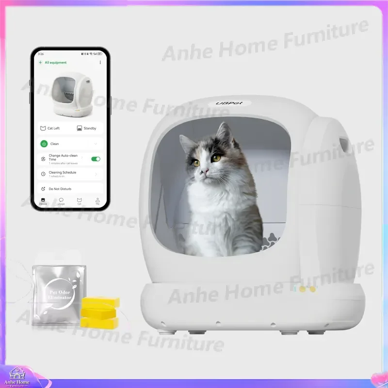Large Opening Self Cleaning Automatic Cat Litter Box with Low Entry Design App Control Odor Elimination No Cat Trap Risk