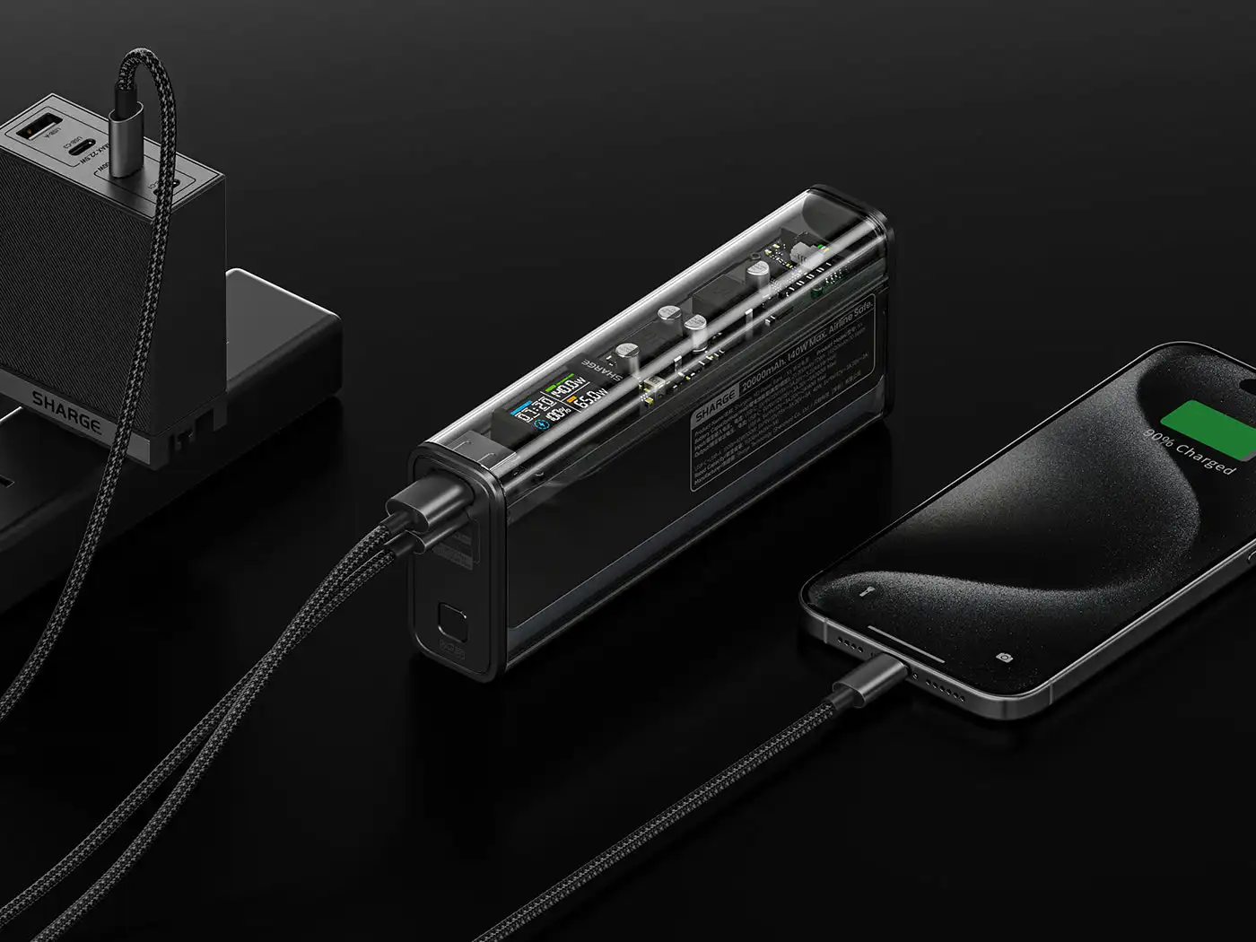 SHARGEEK 140 Power Bank 20000mAh 140W Carregador portátil, bateria