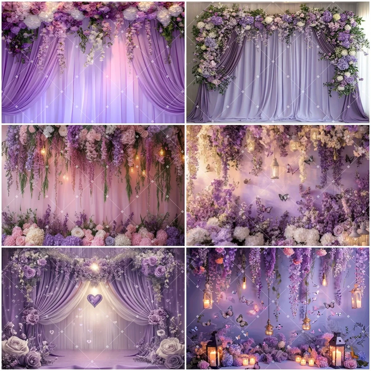 

Purple Floral Dreamy Butterfly Theme Backdrop Balloon Pink Banner Decor Baby Shower Wedding Kids Photography Background Studio