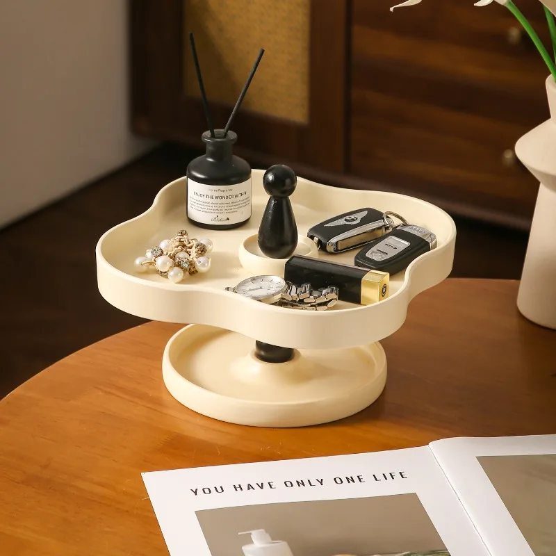 Double tray household living room coffee table desktop multi-functional jewelry snack tray nut candy display tray ornament