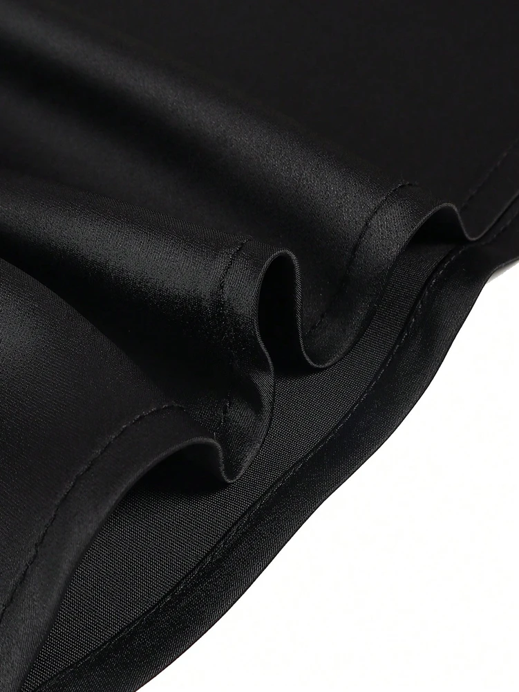 Mini abito da donna in raso con scollo all'americana Abiti da cocktail da festa in seta con scollo ad anello sexy in poliestere La scelta migliore per l'estate