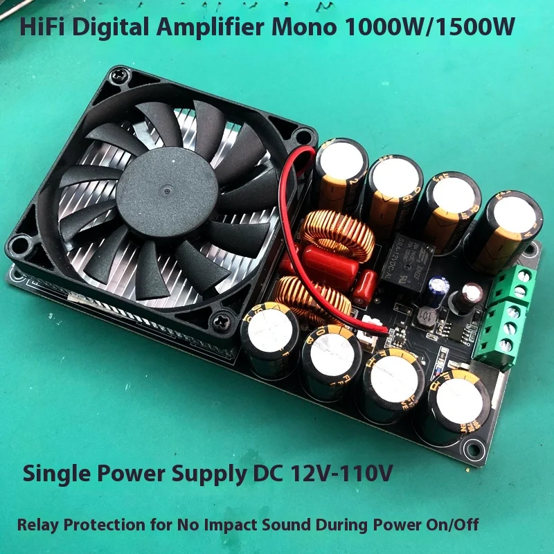 HIFI single voltage stereo high-power D-class digital amplifier board 1000W/1500W with relay protection