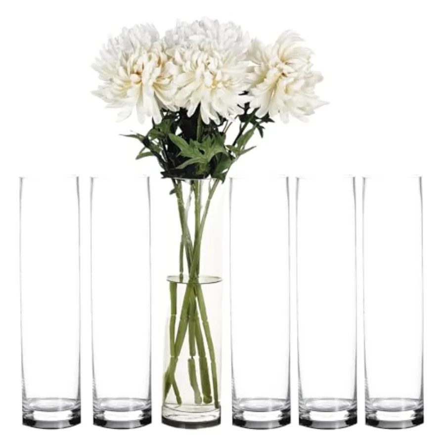 Wedding centerpiece cylinder glass vase set clear tempered glass 24-inch height with 4-inch diameter opening elegant minimalist
