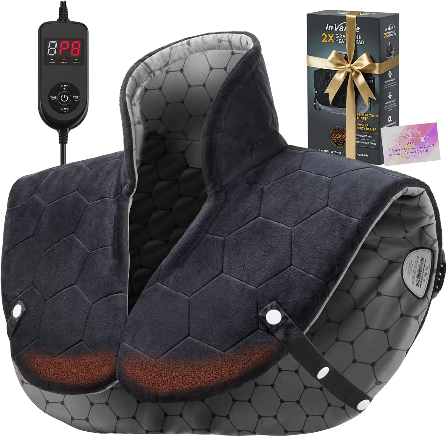 

Graphene Heating Pad for Neck and Shoulder Pain Relief, 160°F Max Heat, Auto Shut Off, Machine Washable - Ideal Gift