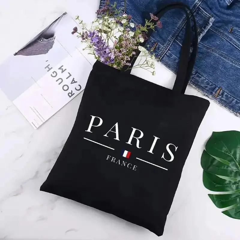 1Piece Large Eiffel Tower Tote Bag Suitable for French-themed Gifts, Double-sided Paris Print with Eiffel Tower Pattern, Soft Bl