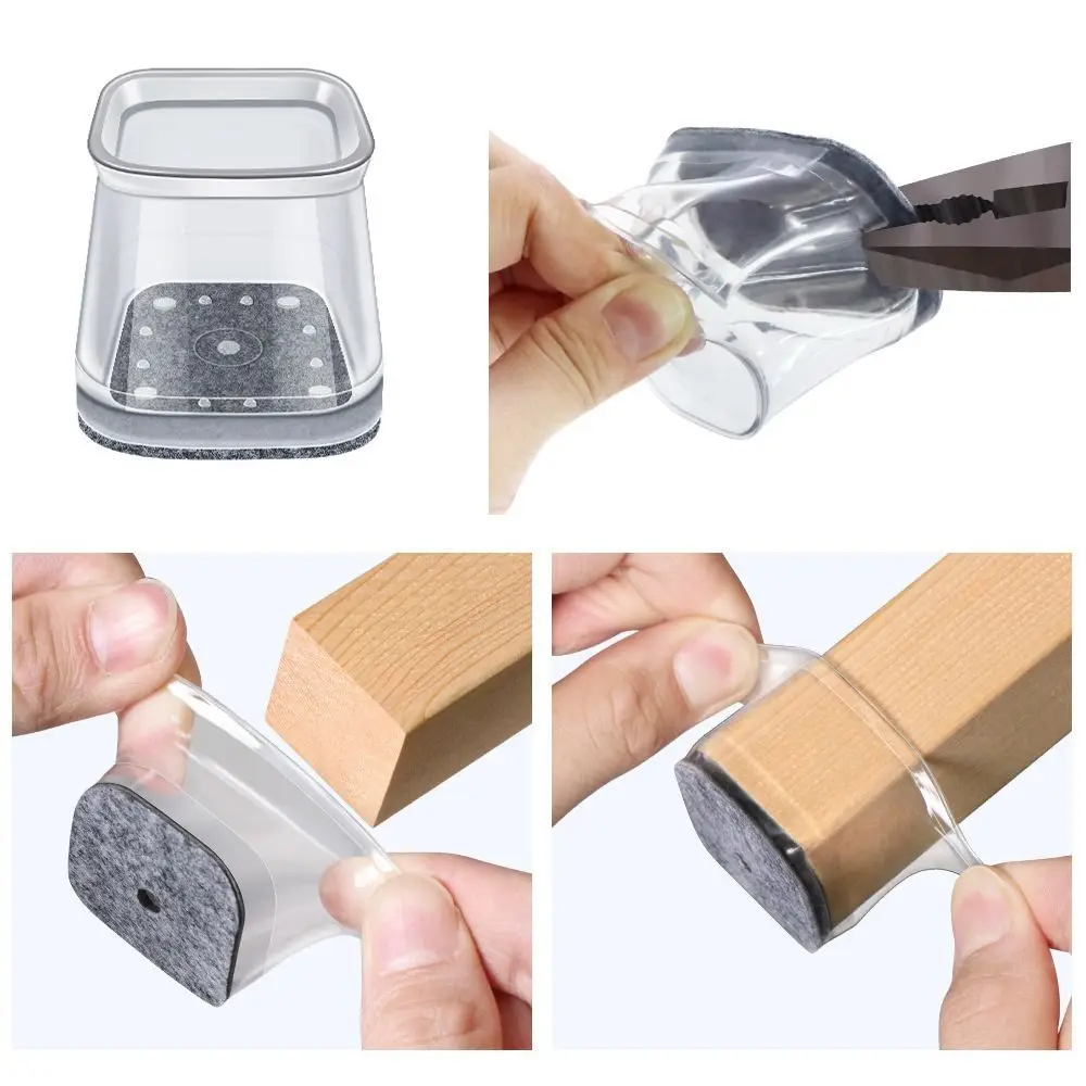 Protezioni per pavimenti universali Coprigambe per sedie Coprigambe per sedie quadrati antiscivolo Coprigambe per gambe in silicone addensato per ridurre il rumore