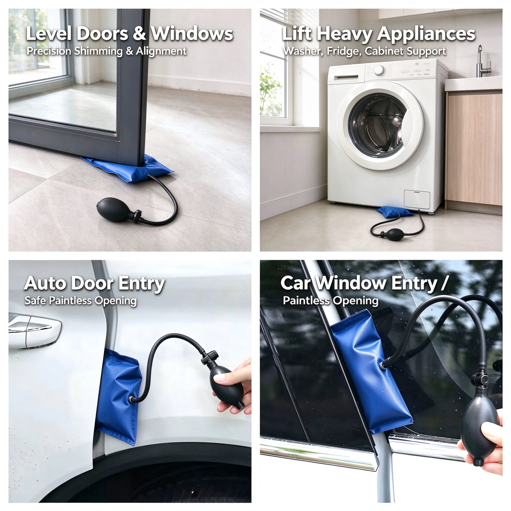 Air Wedge Locksmith Tool for Car Door Opening, TPU Inflatable Auto Entry Tool, Heavy Duty Air Shim with Pump, 3 Sizes S M L