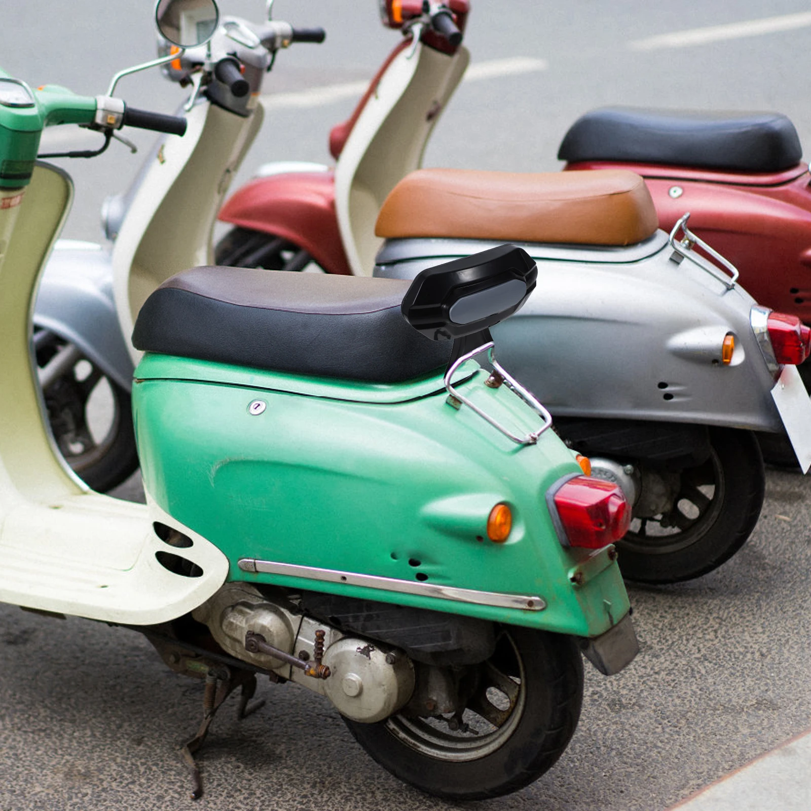 

Universal Fit Motorbike Scooter Backrest Seat Passenger Cushion Stainless Steel PP Material Durable Detachable Rear Backseat Pad