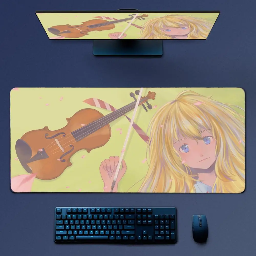 Anime Girl Miyazono Kaori Your Lie In April Mousepad Large Gaming Mouse Pad LockEdge Thickened Computer Keyboard Table Desk Mat