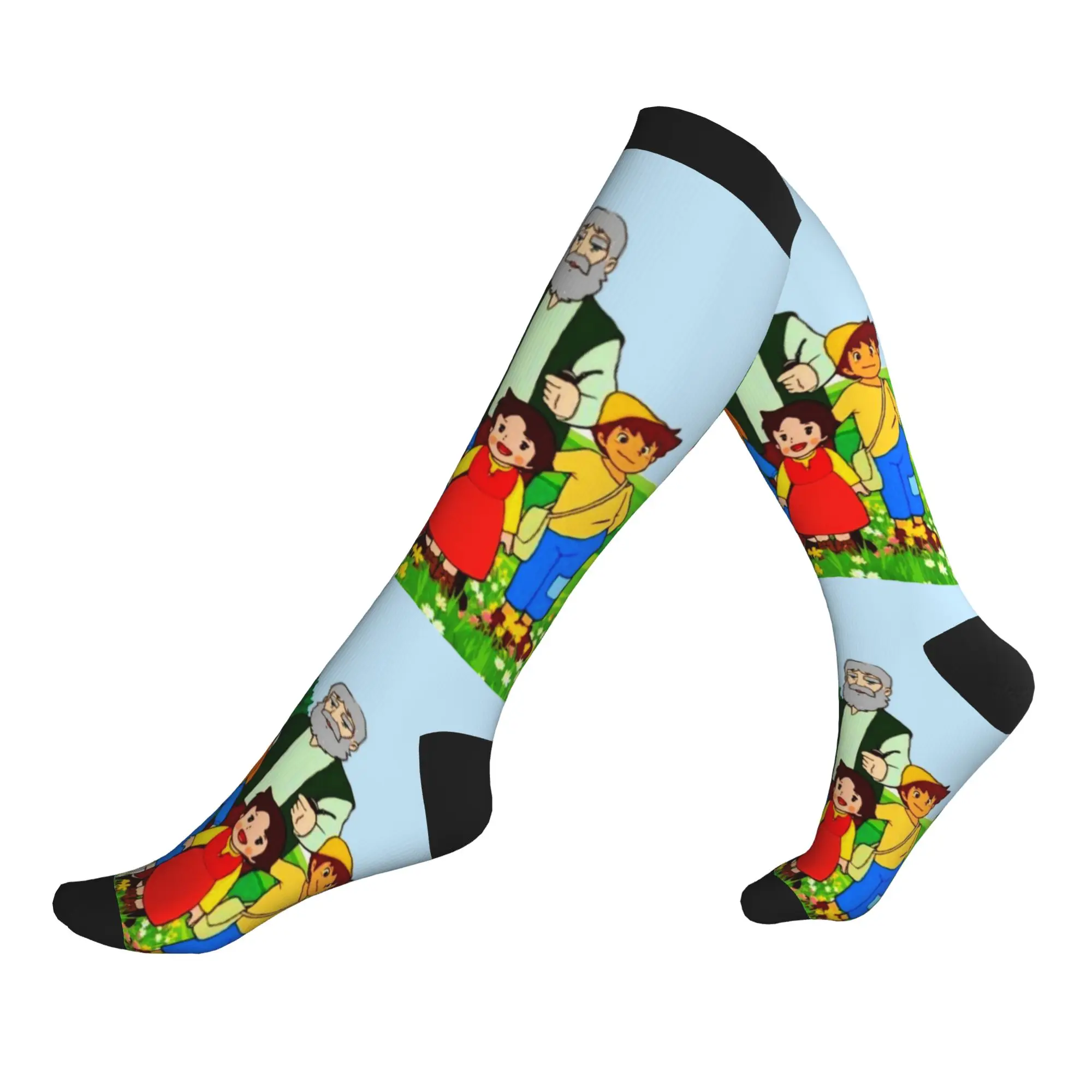 Heidi et ses proches devant le chalet, chaussettes de sport à compression pour hommes, chaussettes fantaisie printemps été automne hiver